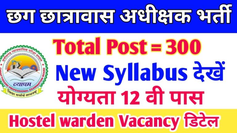 Cg hostel warden recruitment 2024